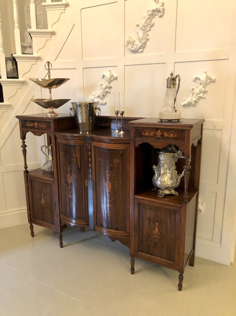 Antique Victorian Inlaid Rosewood Side Cabinet - Image 3